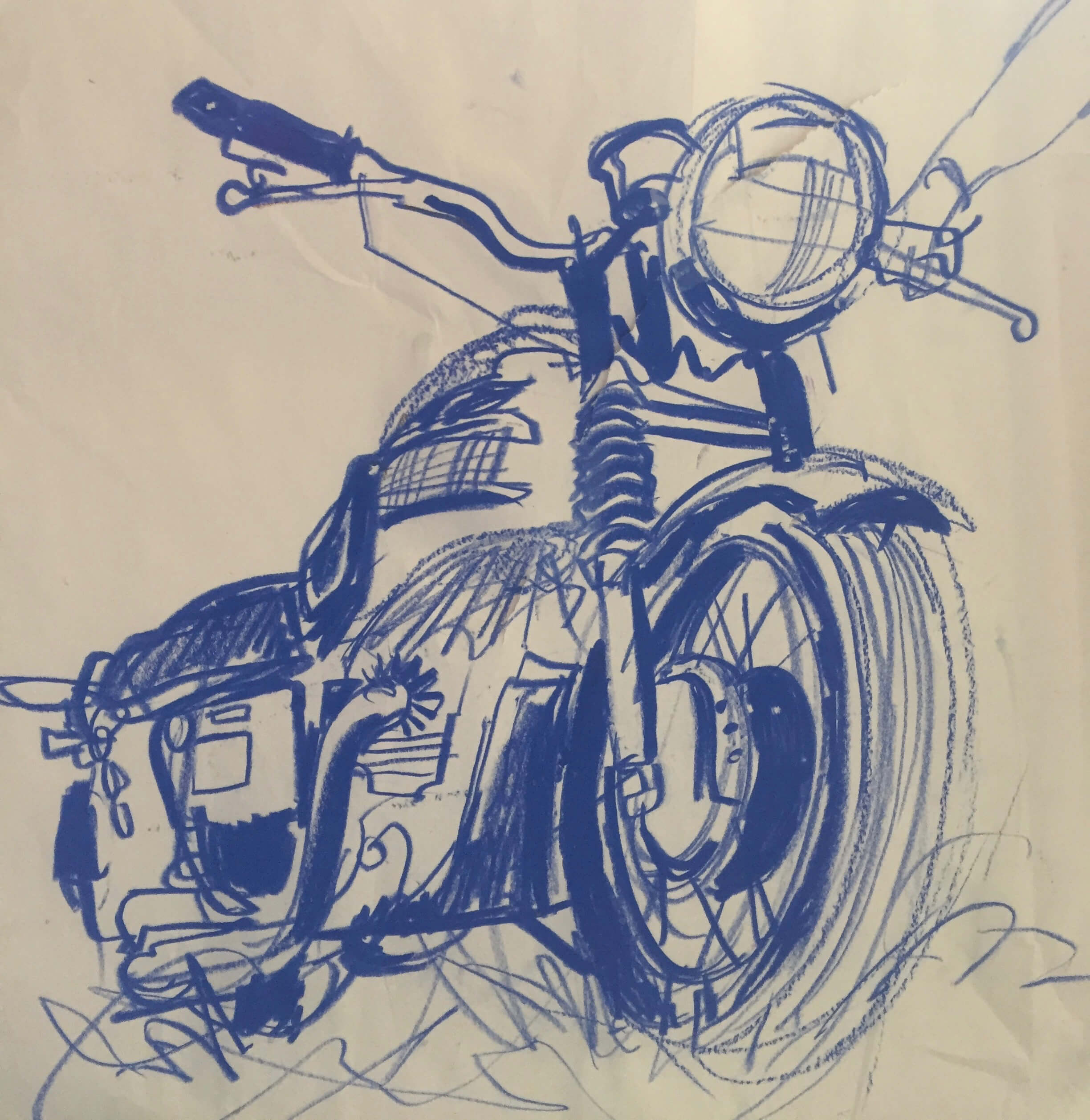 Liam Wales &mdash; Crayon drawing of motorbike. 