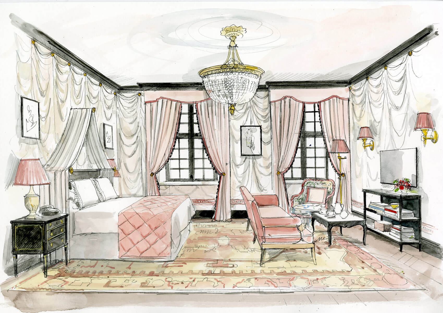 Liam Wales &mdash; Hand-drawn concept for an interior designer. 