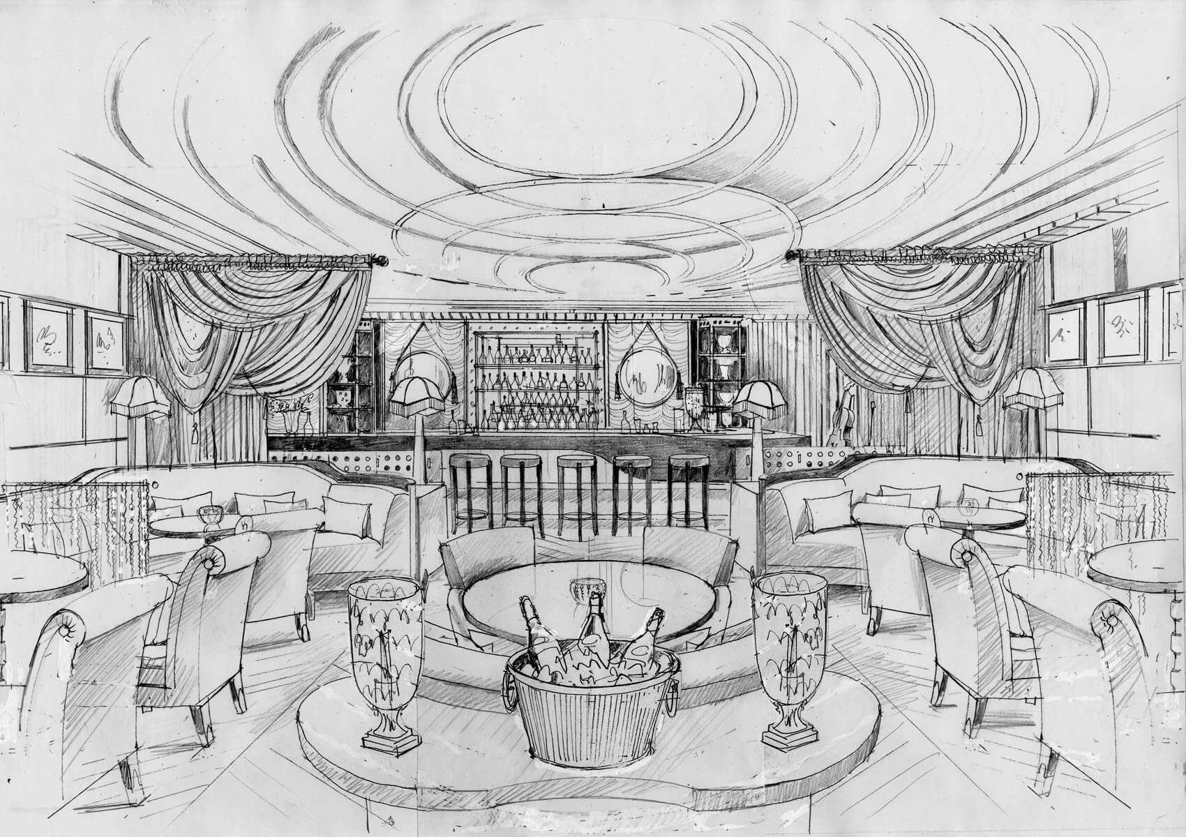 Liam Wales &mdash; Hand-drawn concept for an interior designer. 