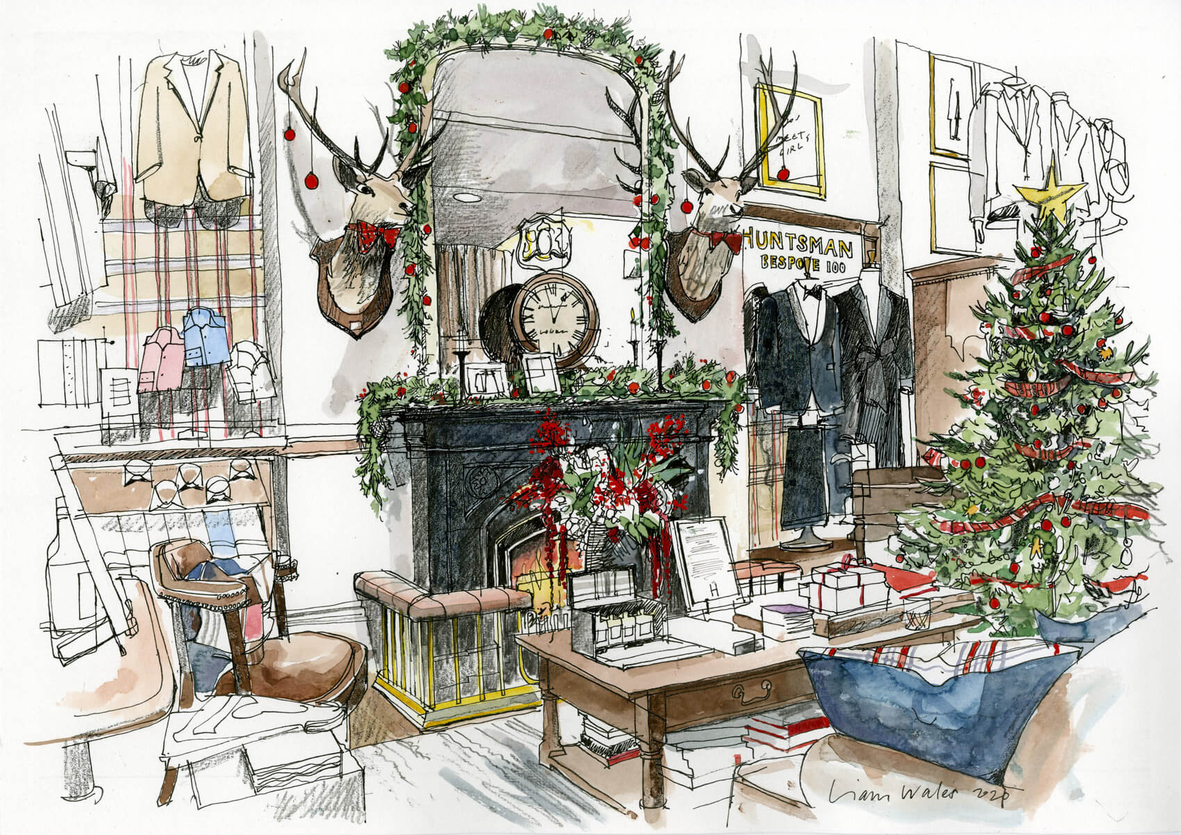 Liam Wales &mdash; Commissioned Christmas card for Hunstman, Savile Row. 