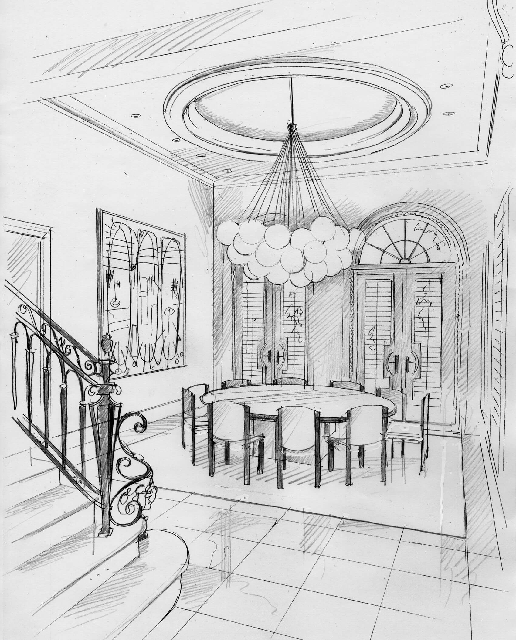 Liam Wales &mdash; Hand-drawn concept for an interior designer. 
