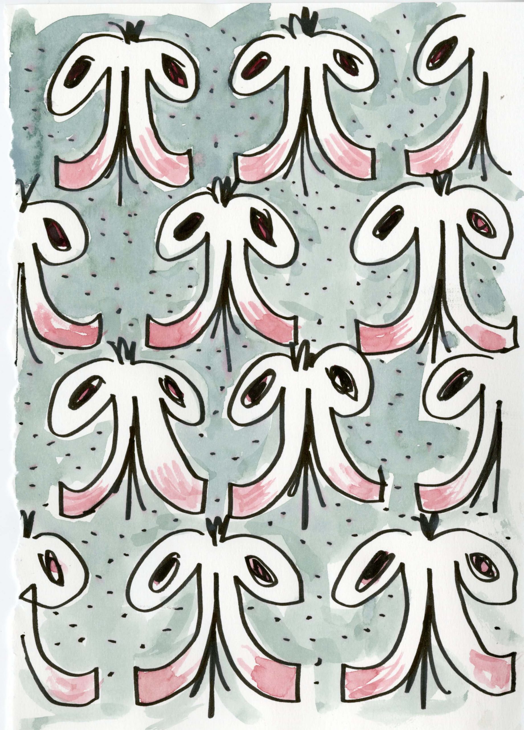 Liam Wales &mdash; Hand-drawn ink and watercolour decorative motif. 