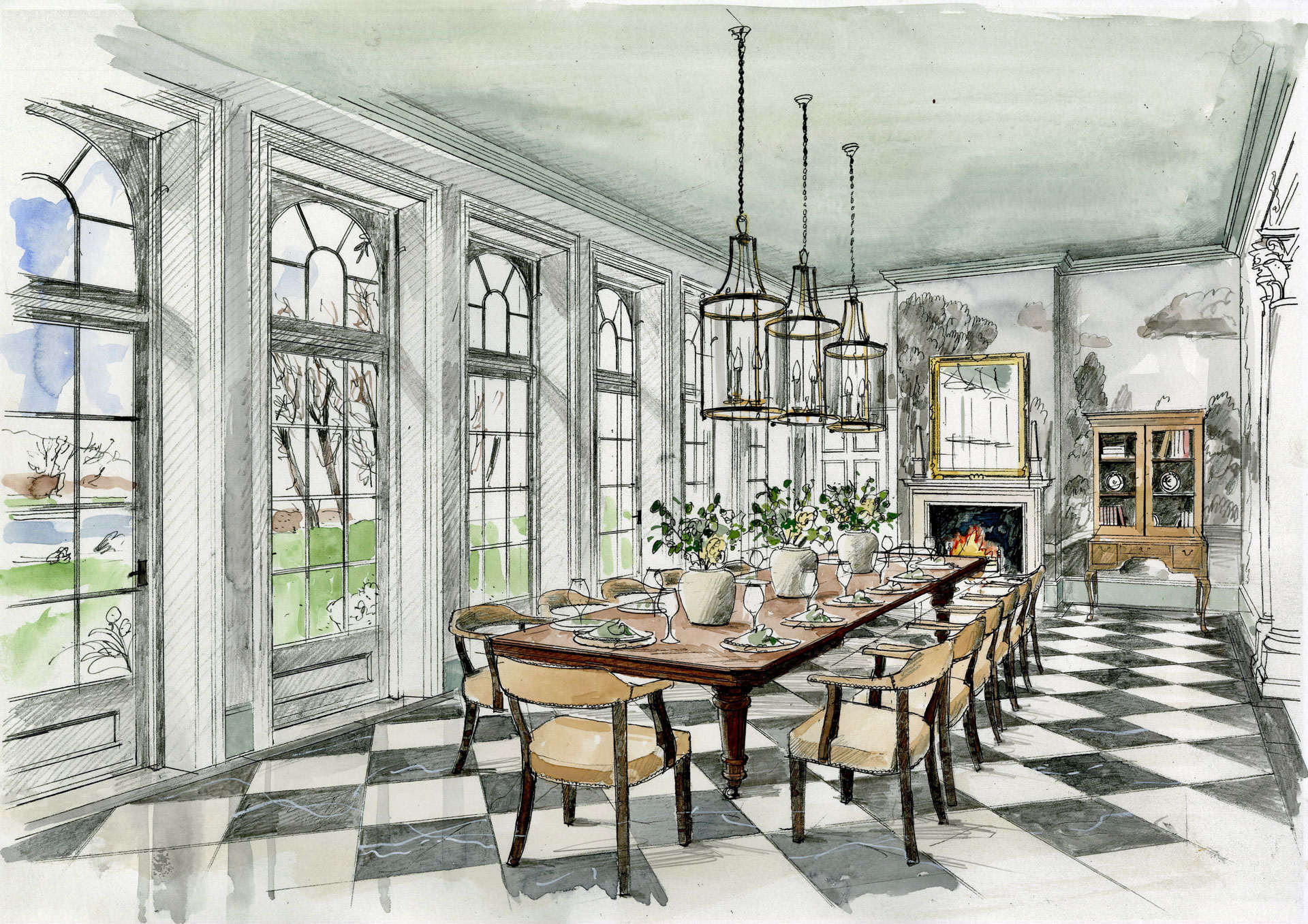 Liam Wales &mdash; Hand-drawn concept visual for an interior designer. 